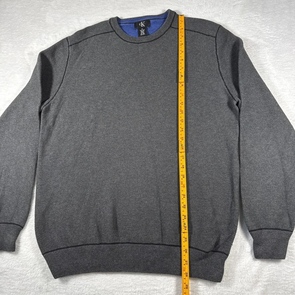 Calvin Klein Men's M Grey 100% Pima Cotton Crewneck‎ Long Sleeve Sweater